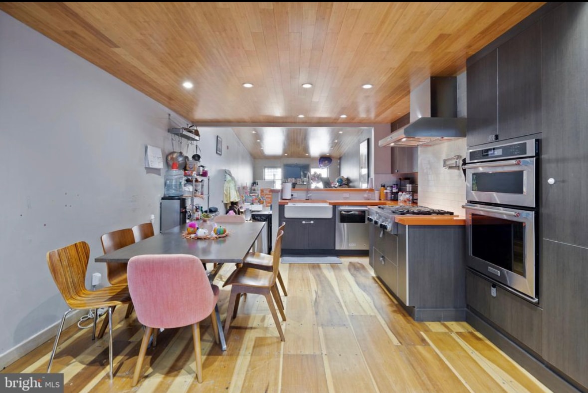 Kitchen detail — butcher block counters and farmhouse sink